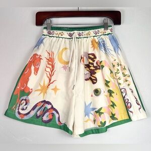 Colorful Animal Printed Wide-Leg Shorts